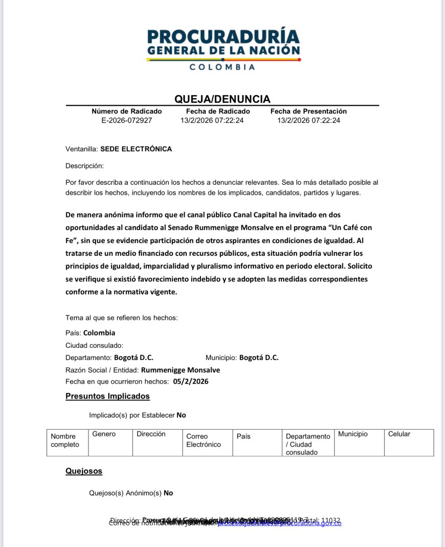 Canal Capital Presuntamente Favorece Campaña Política con Recursos del Distrito